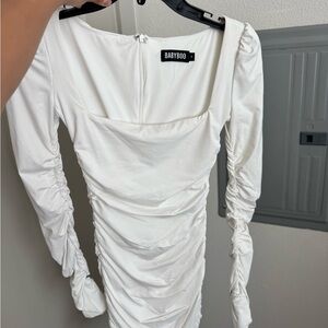 Babyboo White Ruched Mini Dress